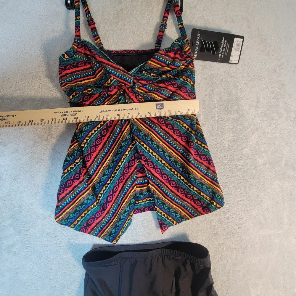 Miraclesuit Love Knot Tankini Set Size 8 NWT Blue‎ Floral Tummy Control Swimsuit